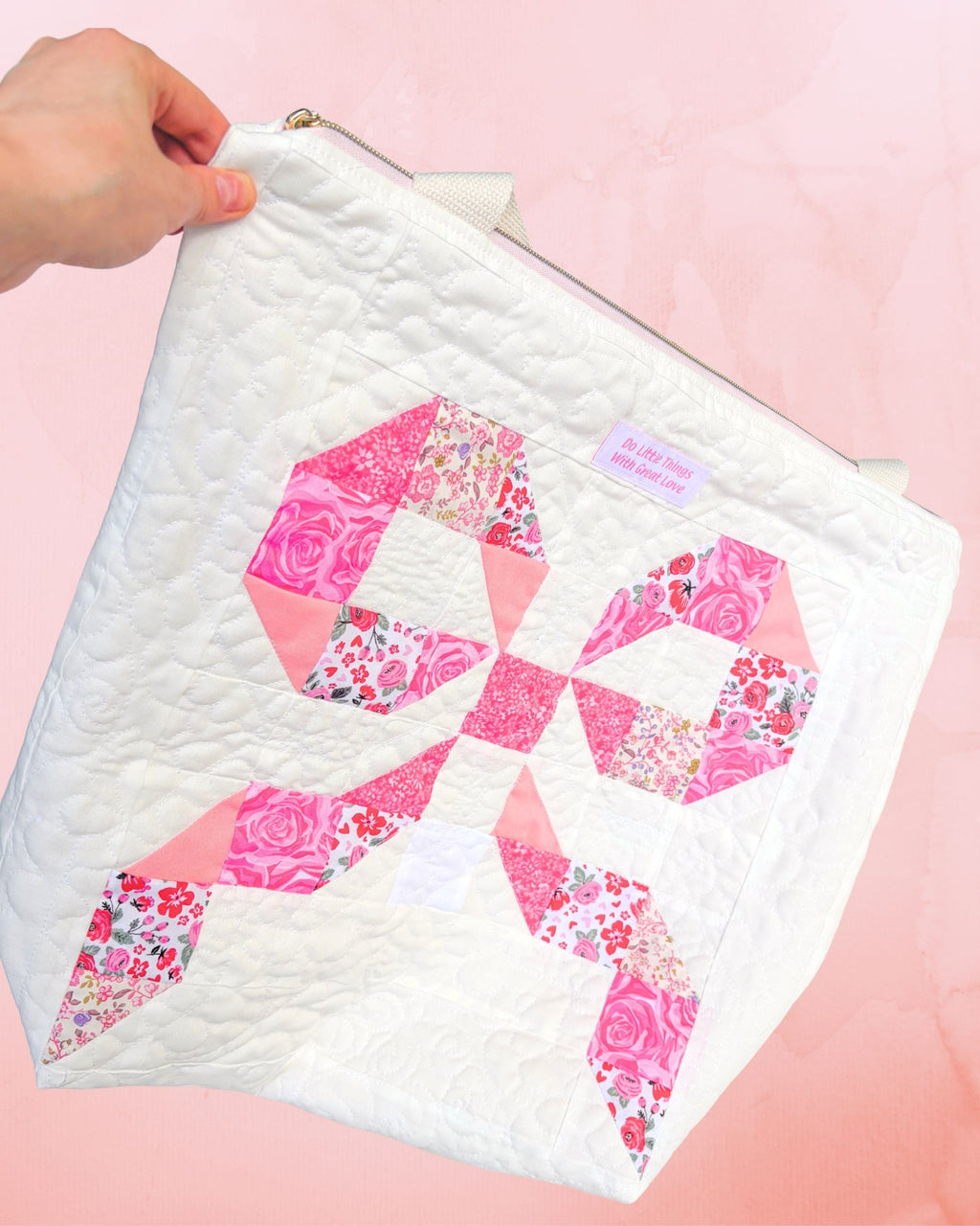 XL Handmade Quilted Catholic Tote Bag – St. Therese, Mother Teresa, Ribbon Bow, Mass Bag Encounter At Jacob's Well