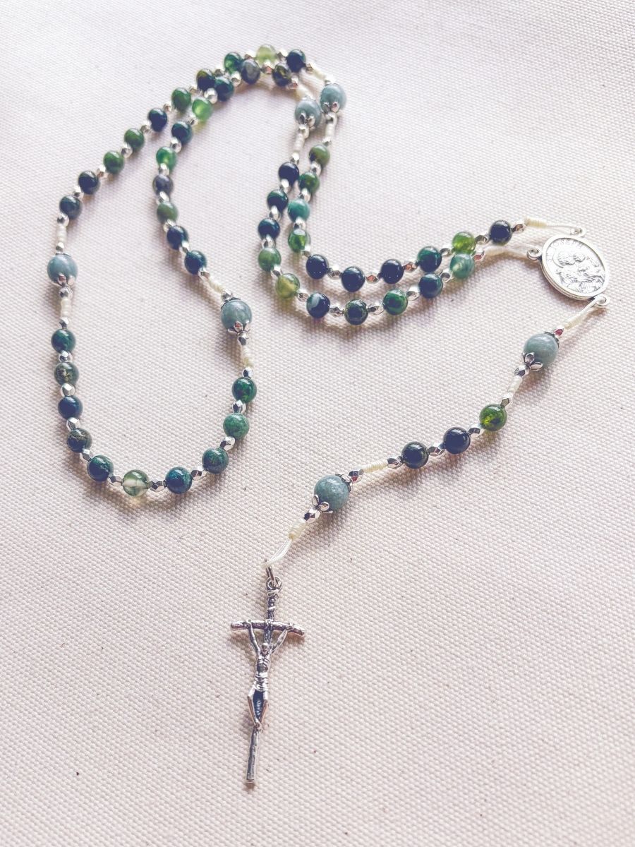 St. Joseph Rosary in Jade and Green Agate - Easter - Confirmation Gift Encounter At Jacob's Well