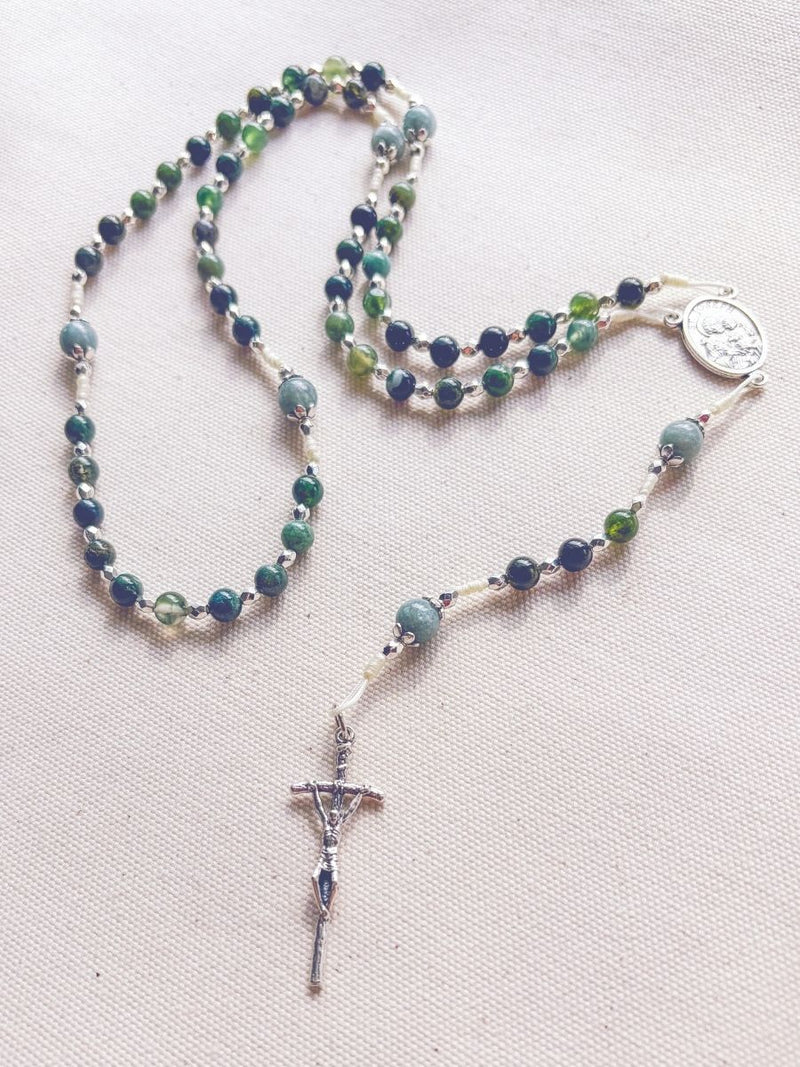 St. Joseph Rosary in Jade and Green Agate - Easter - Confirmation Gift Encounter At Jacob's Well