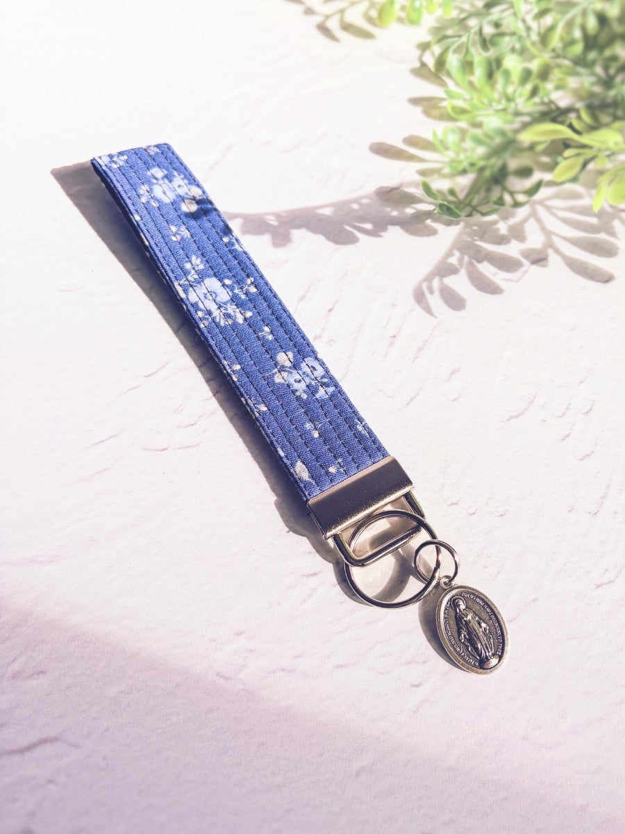 Sweet Little Flower - Marian Key Fob Wristlet - Catholic Keychain Encounter At Jacob's Well