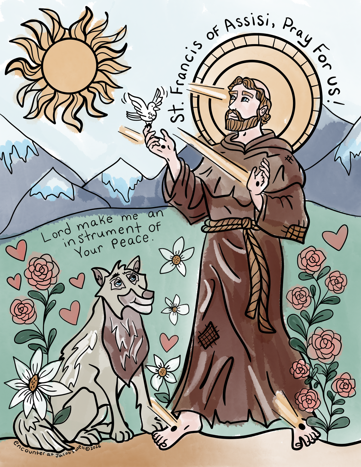 St. Francis Coloring Page - Digital Download