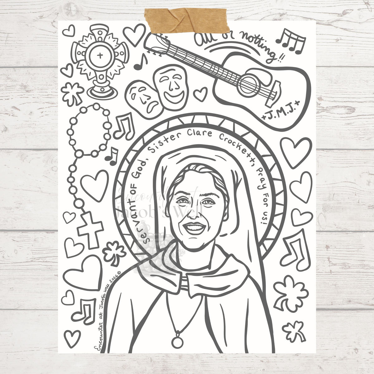 Sr. Clare Crockett Coloring Page - Digital Download