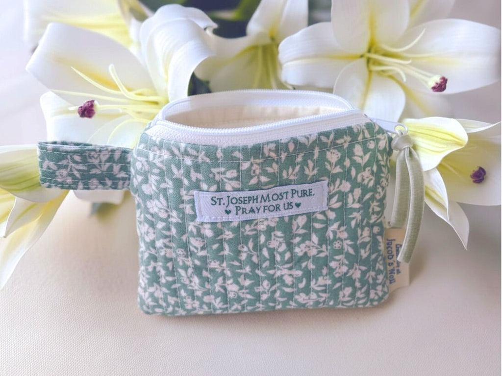 St. Joseph - Quilted Rosary Pouch - Confirmation Gift Encounter At Jacob's Well