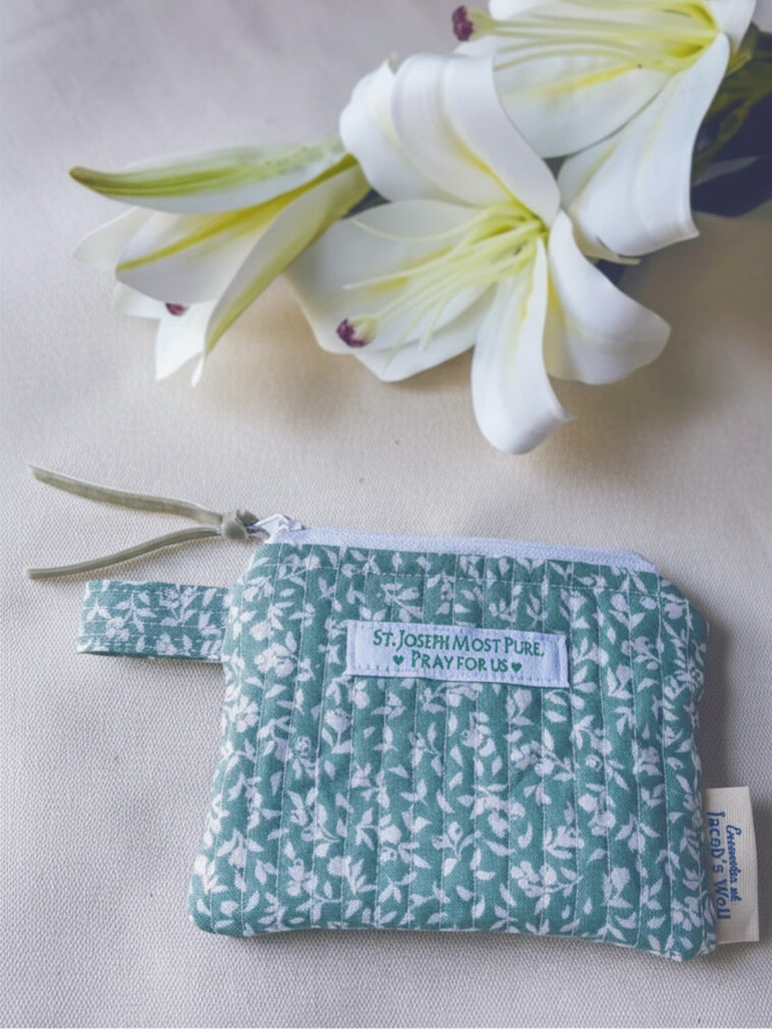 St. Joseph - Quilted Rosary Pouch - Confirmation Gift Encounter At Jacob's Well