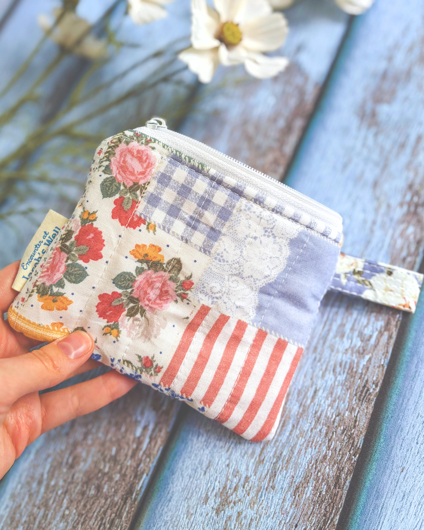 Ave Maria - Pretty Patch Picnic- Handmade Quilted Rosary Pouch - Confirmation - Birthday Gift Encounter At Jacob's Well