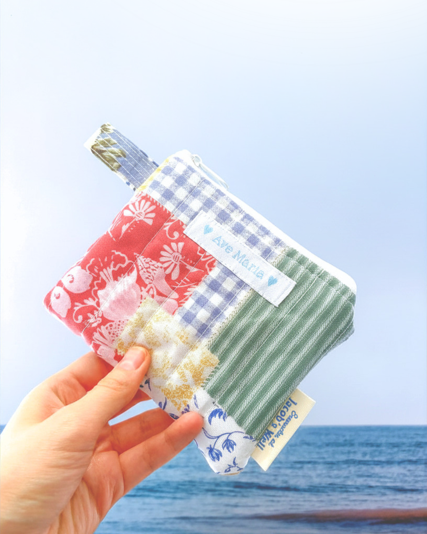 Ave Maria - Pretty Patch Picnic- Handmade Quilted Rosary Pouch - Confirmation - Birthday Gift Encounter At Jacob's Well