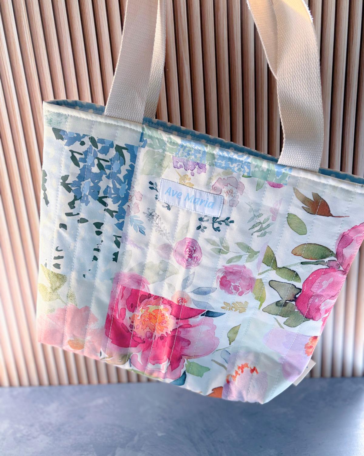 Mother Mary Handmade Quilted Tote Bag