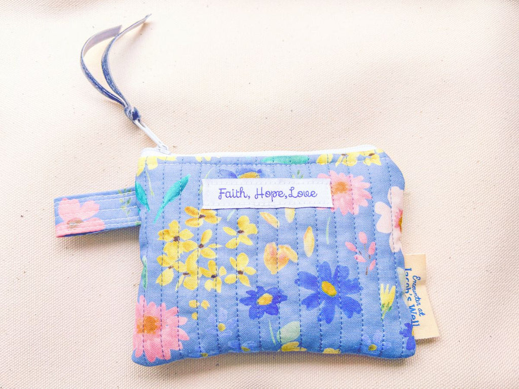Limited Edition Rosary Pouch – Faith, Hope, Love - Spring Floral - Confirmation Girl Gift Encounter At Jacob's Well