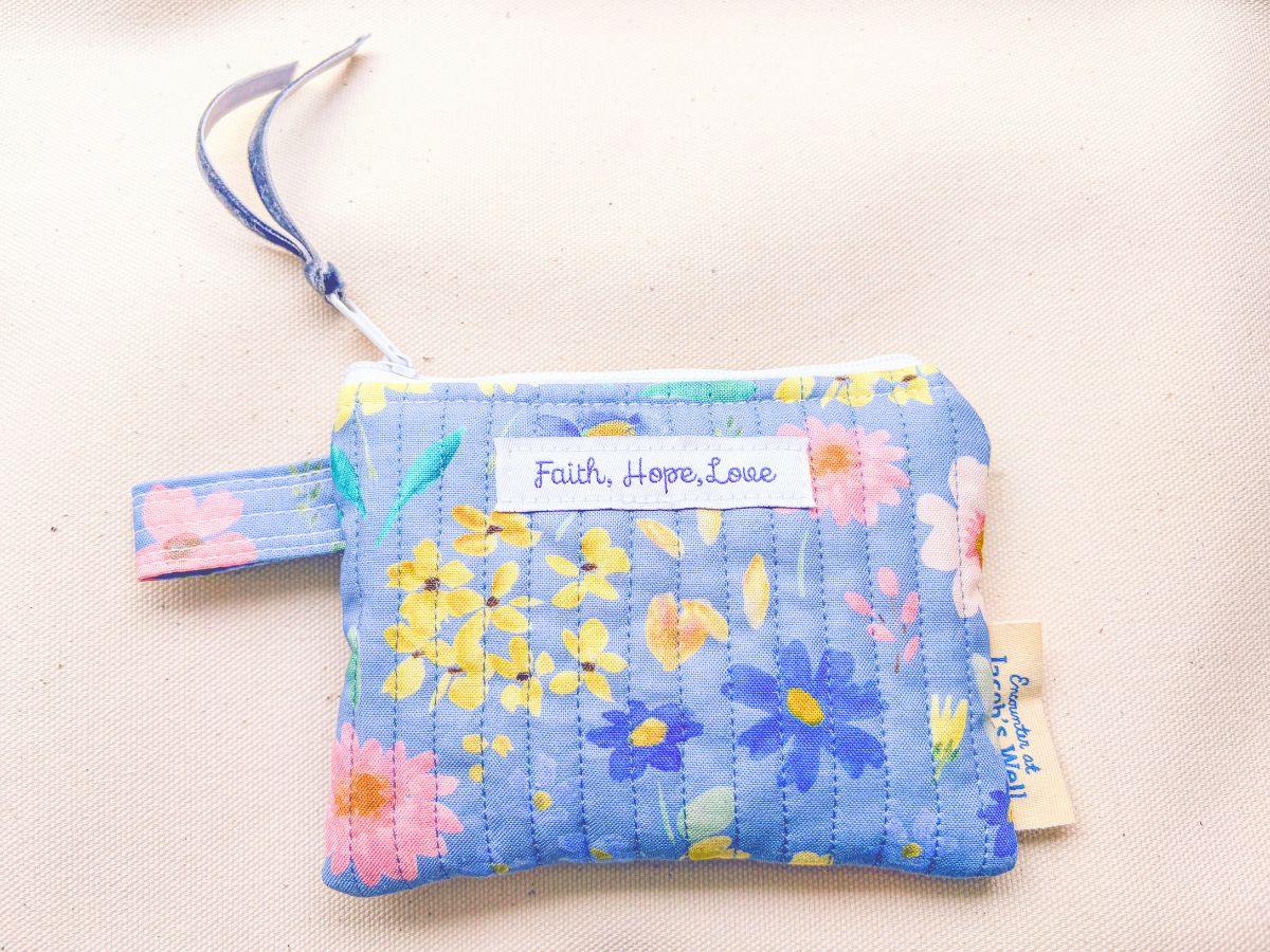 Limited Edition Rosary Pouch – Faith, Hope, Love - Spring Floral - Confirmation Girl Gift Encounter At Jacob's Well