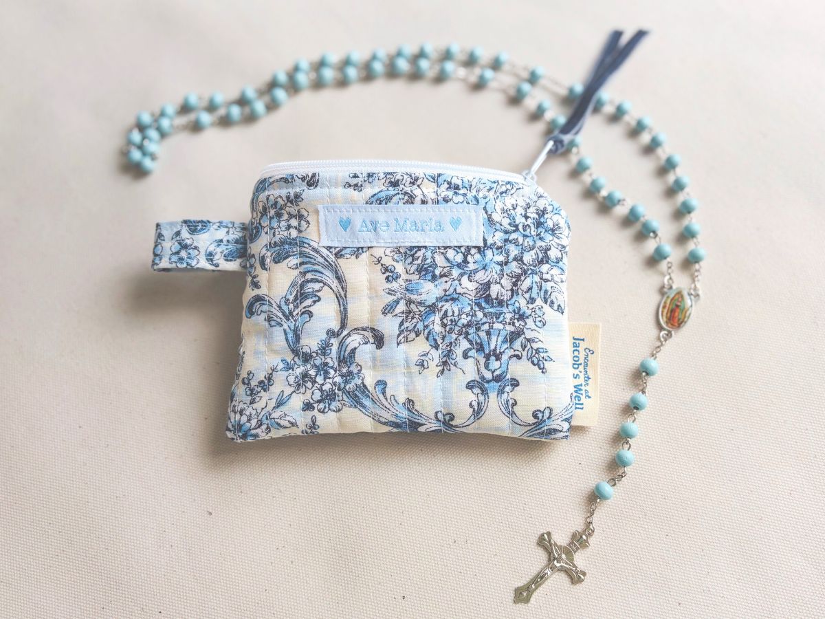 Elegant Floral - Marian Rosary Pouch – Confirmation Girl Gift Encounter At Jacob's Well