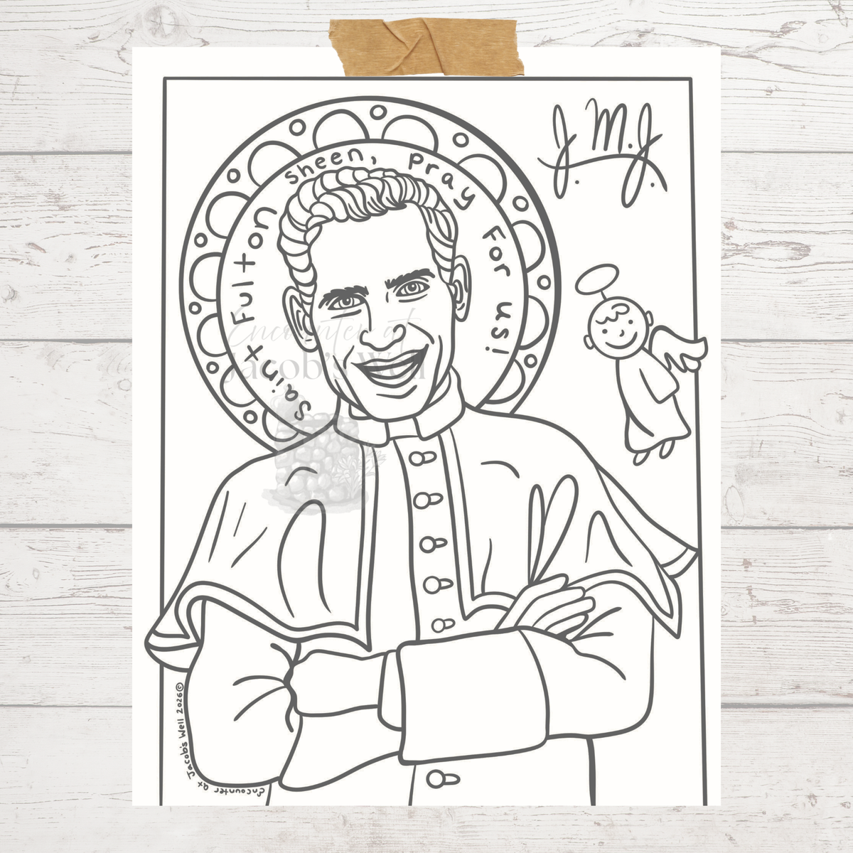 St. Fulton Sheen Coloring Page - Digital Download