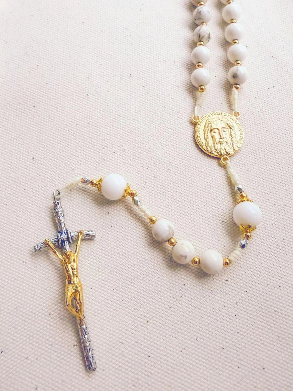 Transfiguration Rosary in White Jade and Turquoise - Easter and Confirmation Gift Encounter At Jacob's Well