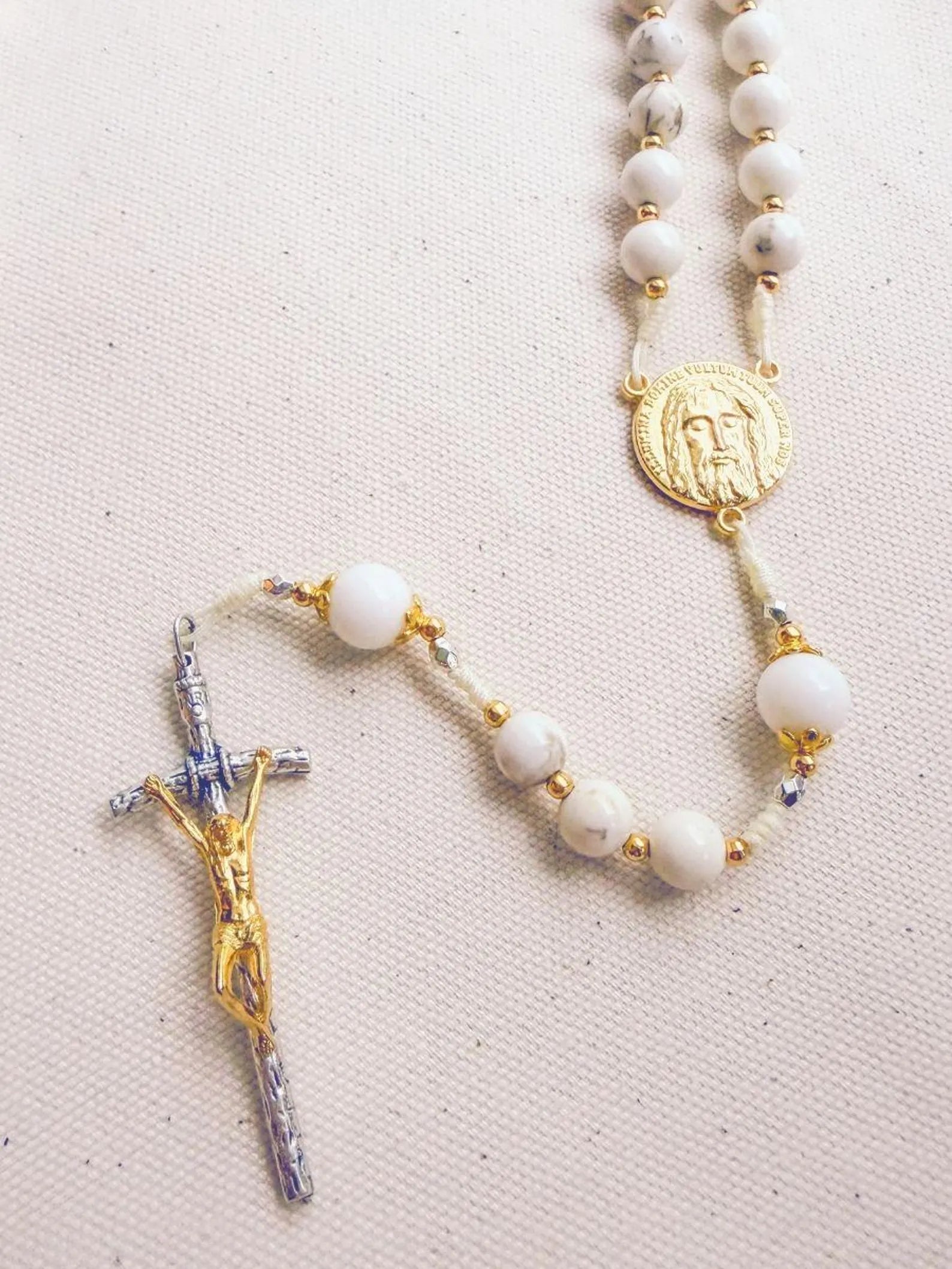 Transfiguration Rosary in White Jade and Turquoise - Easter and Confirmation Gift Encounter At Jacob's Well