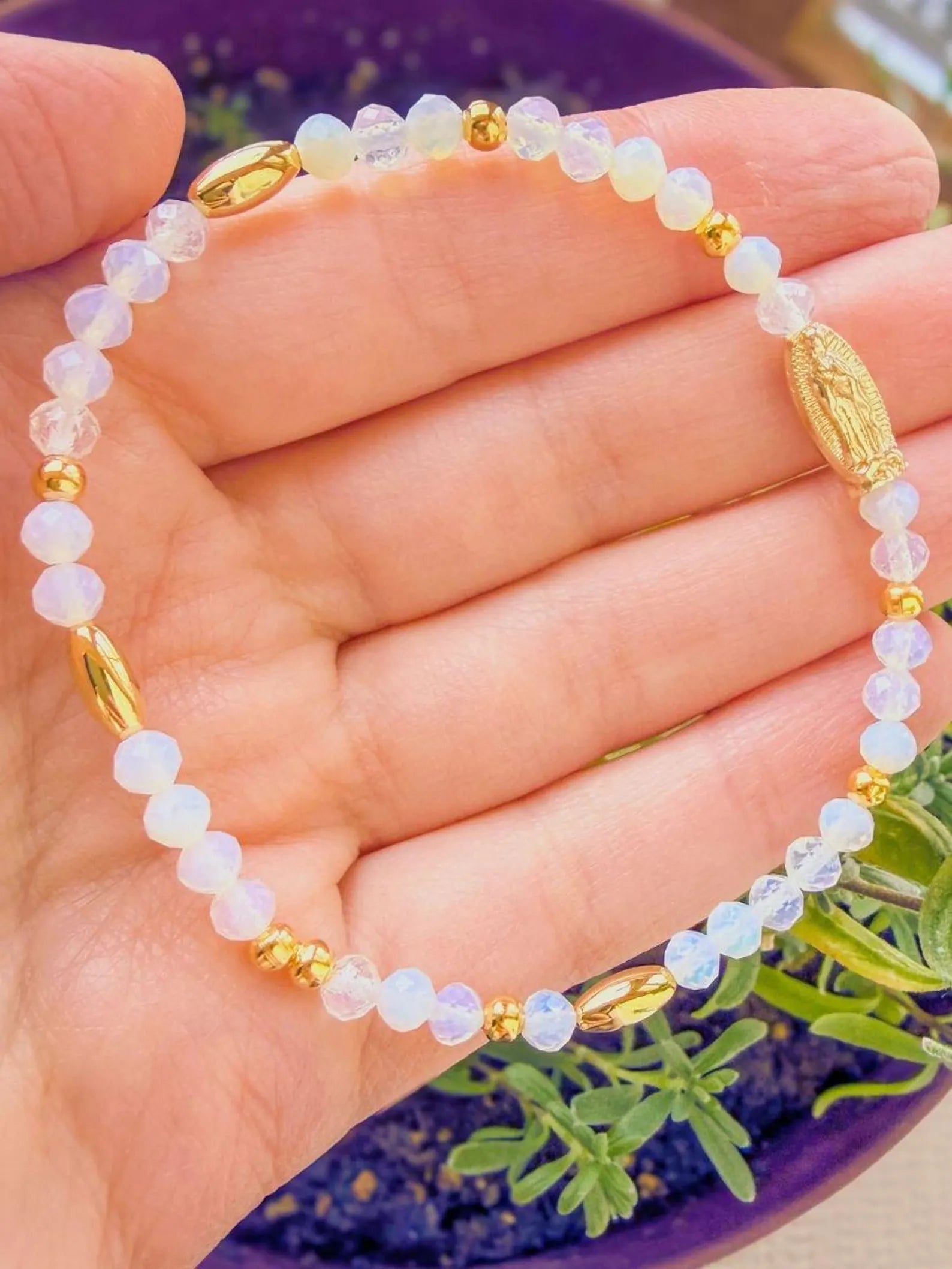 Guadalupe Bracelet in White Opalite Quartz  - Mini Gemstone Bracelet - Confirmation - Mother's Day - Birthday Gift Encounter At Jacob's Well