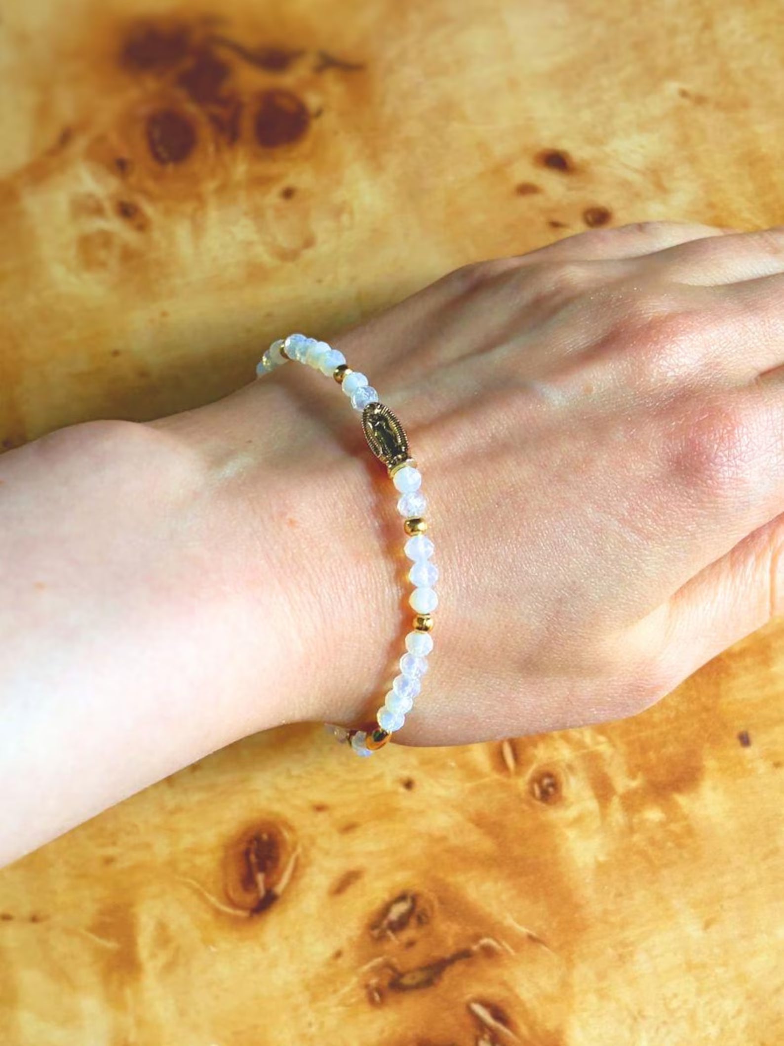 Guadalupe Bracelet in White Opalite Quartz  - Mini Gemstone Bracelet - Confirmation - Mother's Day - Birthday Gift Encounter At Jacob's Well