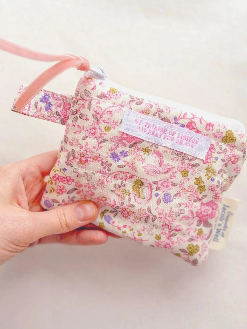 Saint Therese Rosary Pouch – Pink and Purple Floral - Confirmation - Easter - Sponsor Gift Encounter At Jacob's Well
