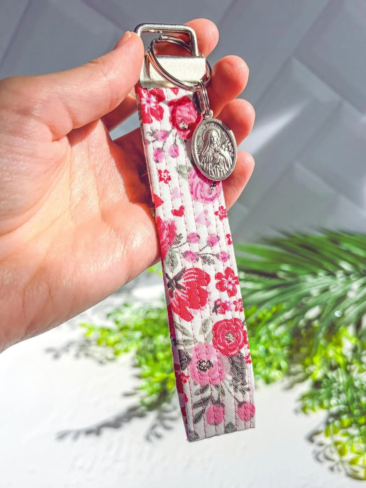 Little Flower Key Fob Wristlet - Catholic Keychain Encounter At Jacob's Well