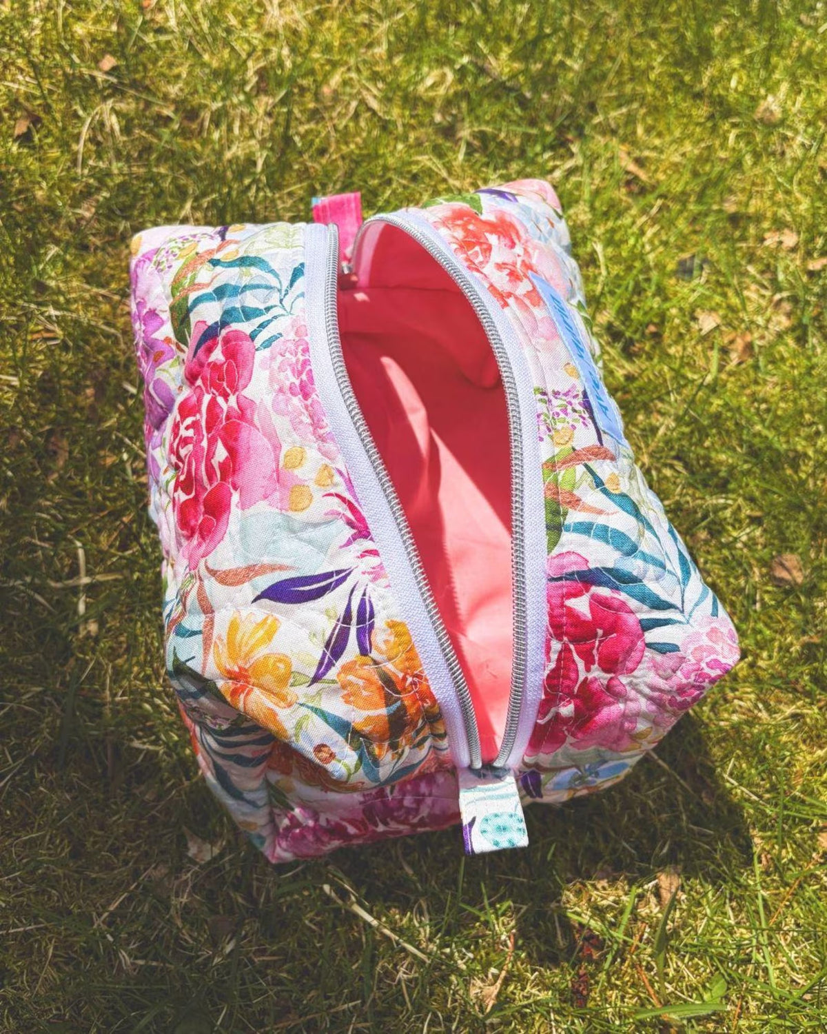 Ave Maria Large Quilted Essentials Bag – Floral Boxy Pouch, Handmade Travel Craft Bag Encounter At Jacob's Well
