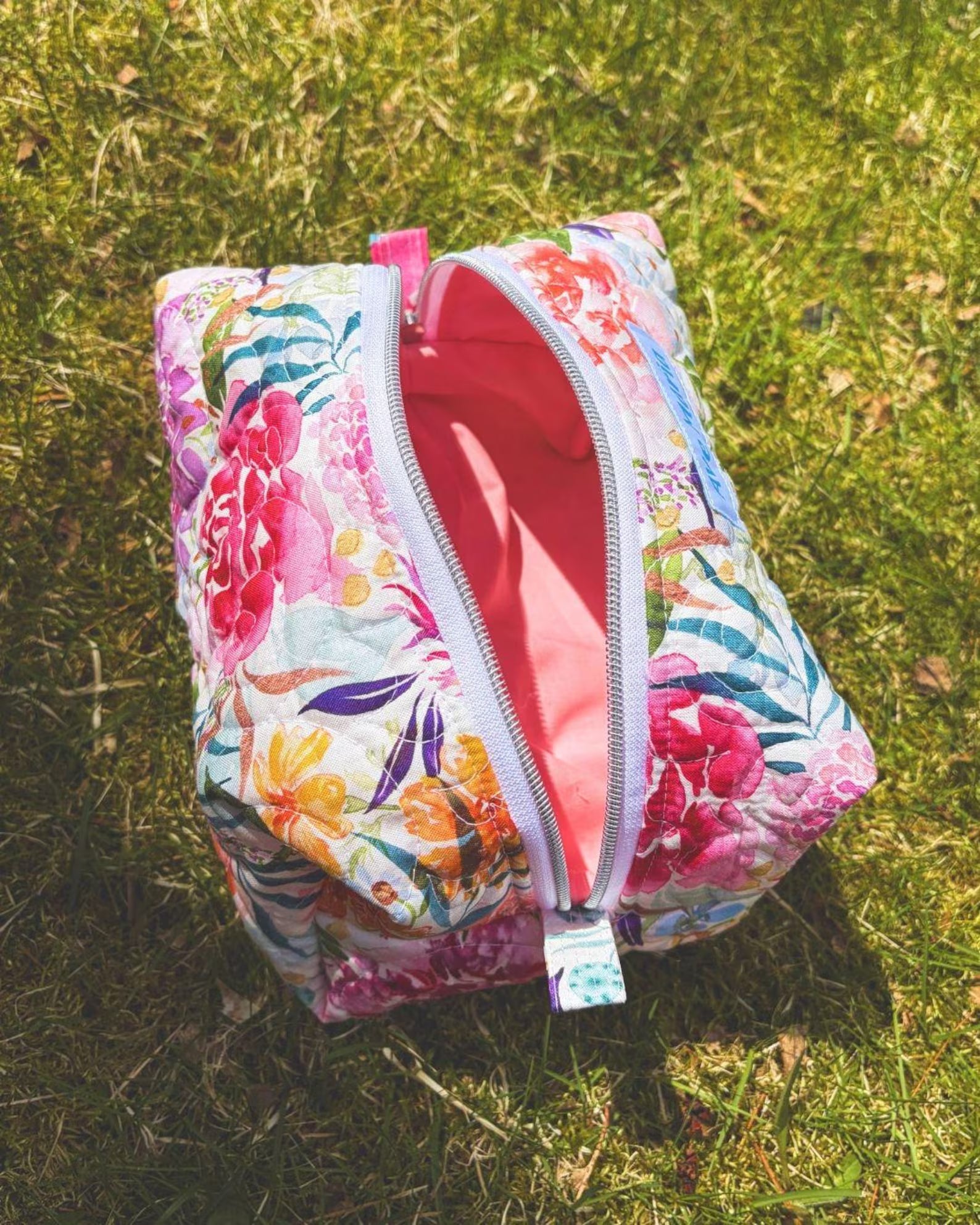 Ave Maria Large Quilted Essentials Bag – Floral Boxy Pouch, Handmade Travel Craft Bag Encounter At Jacob's Well