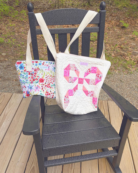 Small Handmade Quilted Catholic Tote Bag – Mother Mary Floral Print -  Mass & Adoration Bag Encounter At Jacob's Well