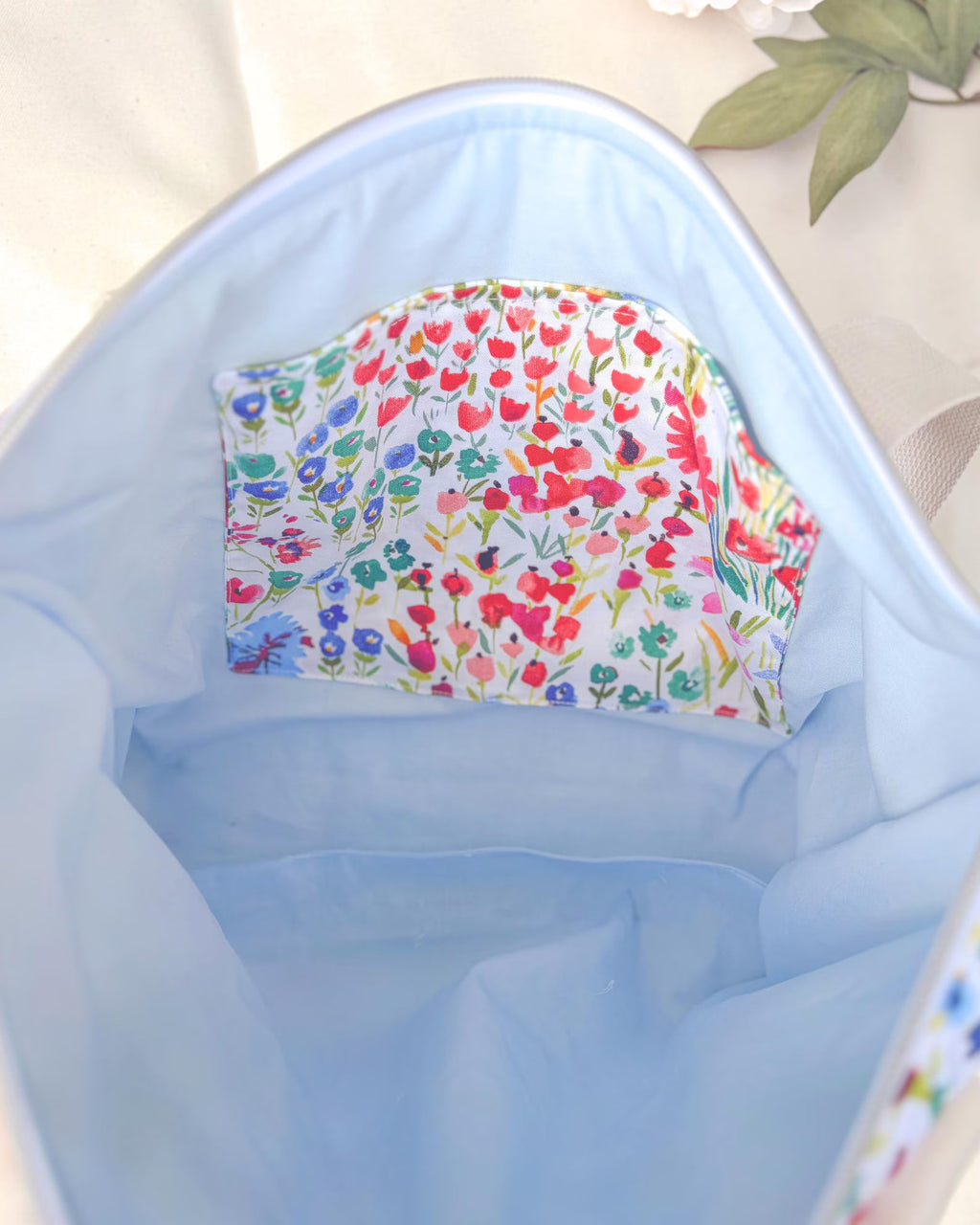 Small Handmade Quilted Catholic Tote Bag – Mother Mary Floral Print -  Mass & Adoration Bag Encounter At Jacob's Well