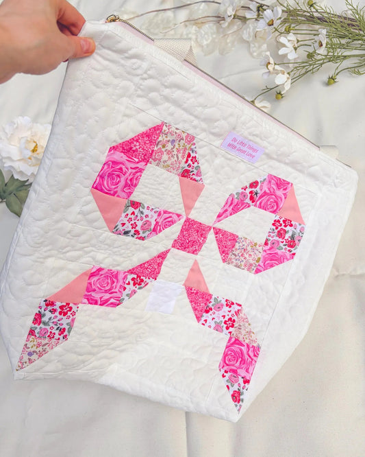 XL Handmade Quilted Catholic Tote Bag – St. Therese, Mother Teresa, Ribbon Bow, Mass Bag Encounter At Jacob's Well
