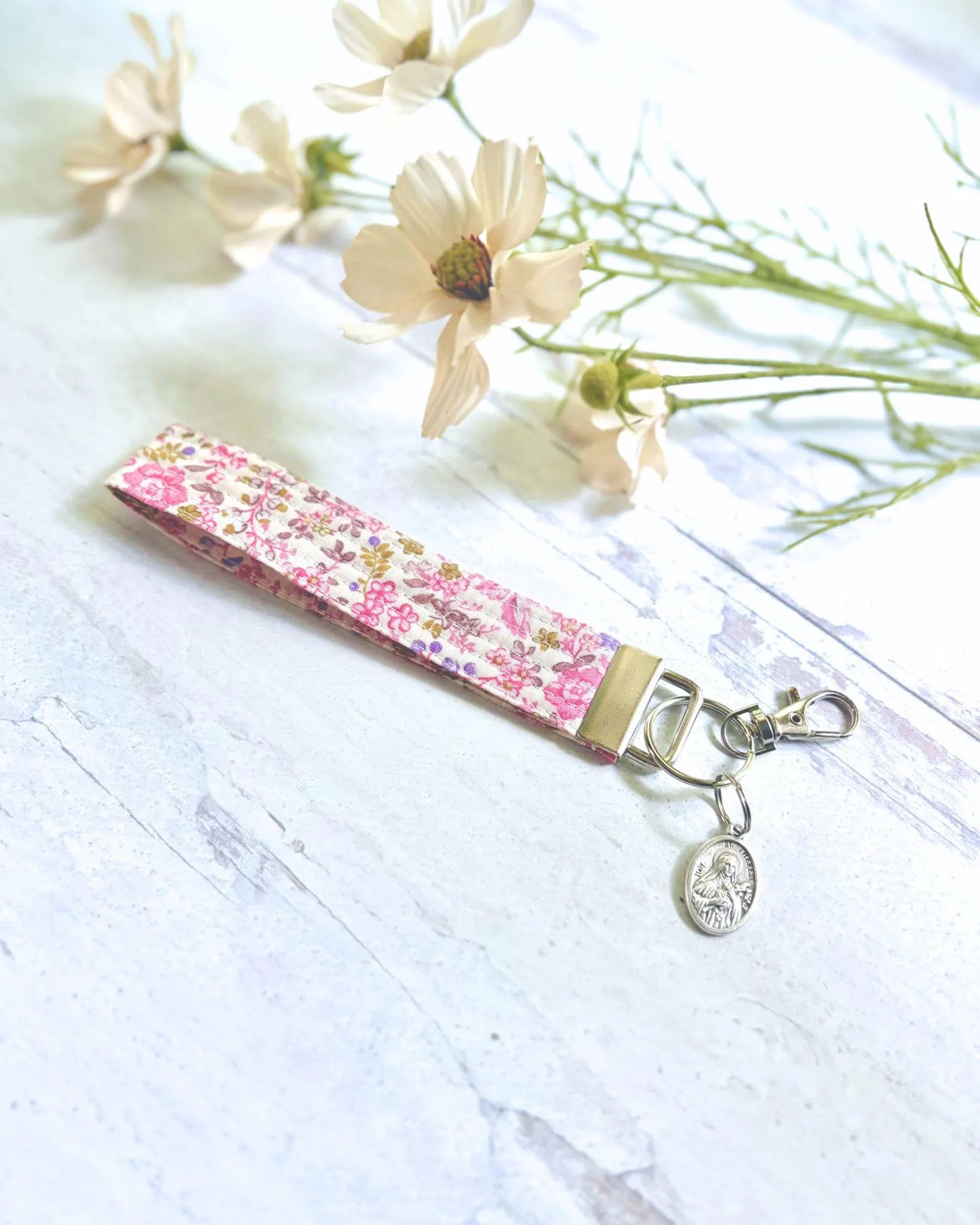 St. Therese Key Fob Wristlet - Pink & Purple