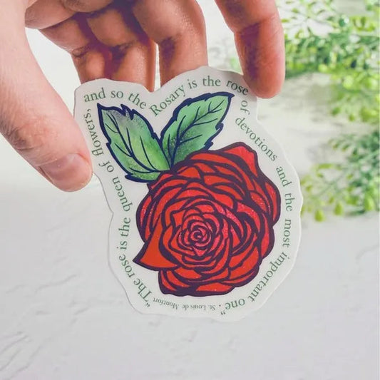 Rose - St. Louis de Montfort Quote - Waterproof Vinyl Sticker - Catholic Rosary Encounter At Jacob's Well