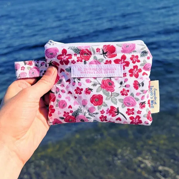 Saint Therese Rosary Pouch – Little Flower Quilted Zipper Pouch - St. Valentine Gift Encounter At Jacob's Well
