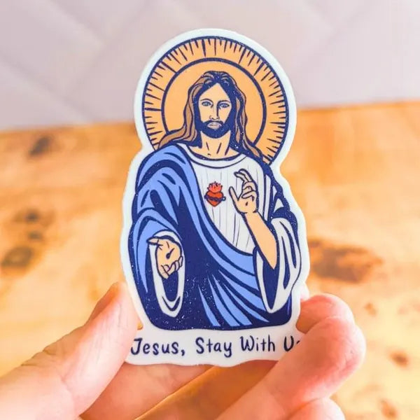 Sacred Heart of Jesus - Jesus, Stay with Us - Vinyl Waterproof Sticker - Catholic Encounter At Jacob's Well