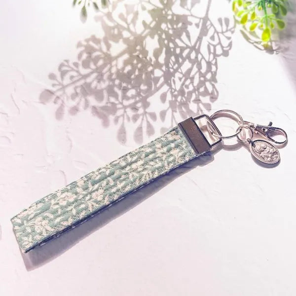 Tiny Floral St. Joseph Key Fob Wristlet - Catholic Keychain Encounter At Jacob's Well