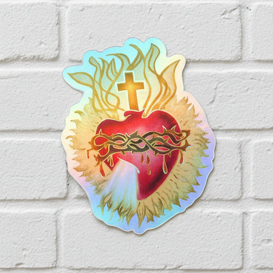 Sacred Heart of Jesus - Holographic - Vinyl Sticker