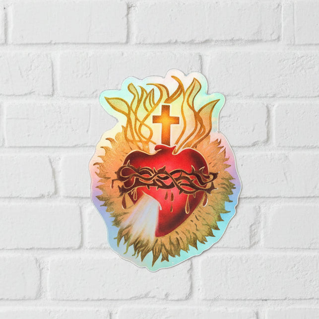 Sacred Heart of Jesus - Holographic - Vinyl Sticker