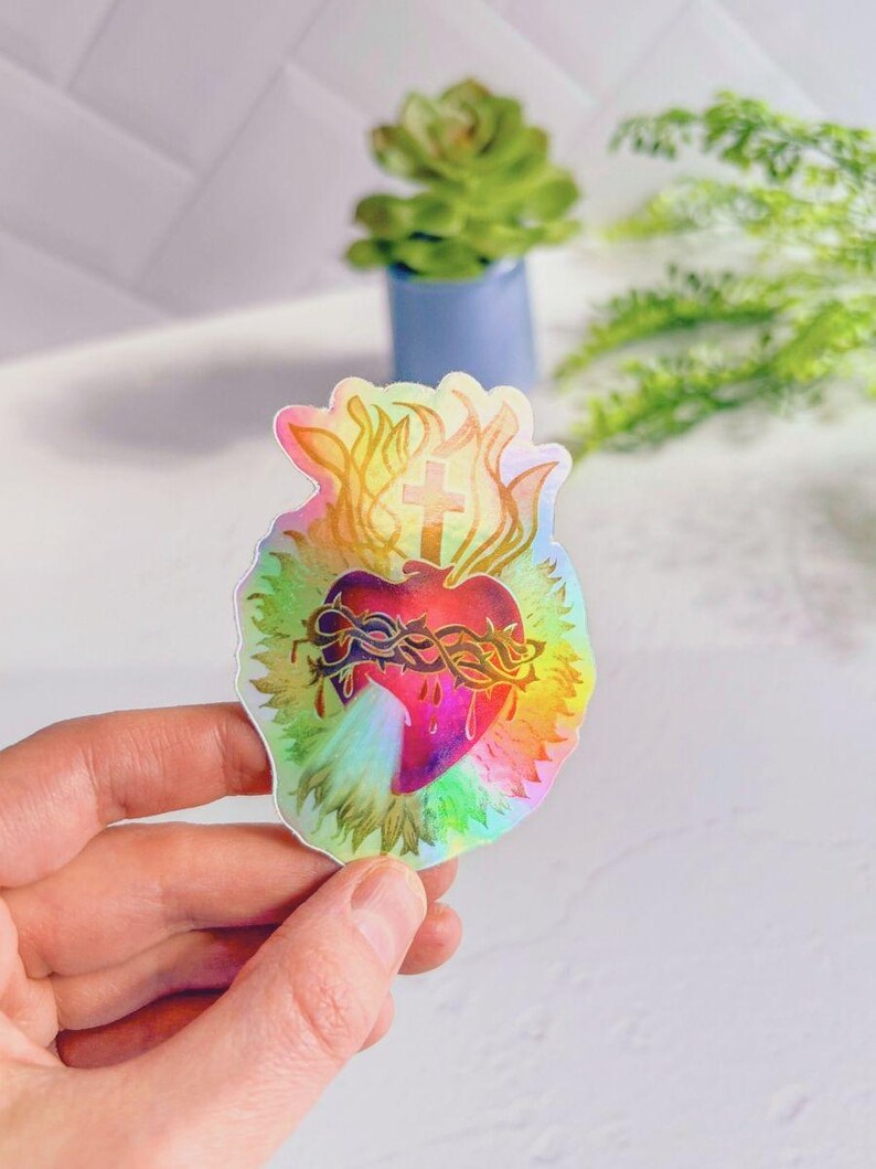 Sacred Heart of Jesus - Holographic - Vinyl Sticker