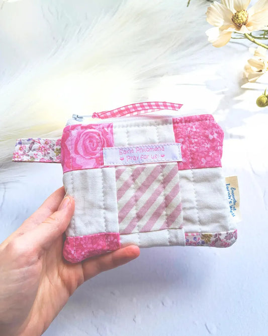 St. Philomena - Limited Edition - Pink Patchwork - Rosary Pouch