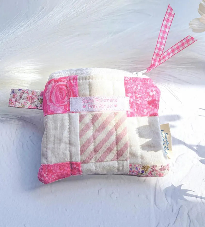 St. Philomena - Limited Edition - Pink Patchwork - Rosary Pouch