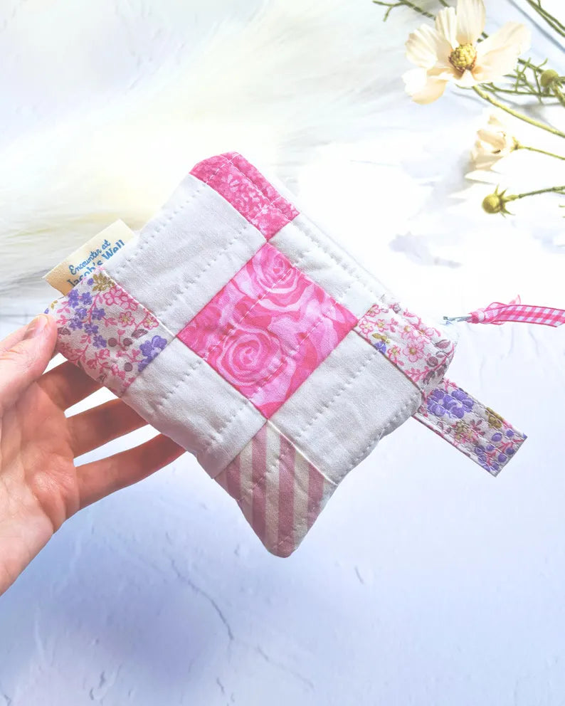 St. Philomena - Limited Edition - Pink Patchwork - Rosary Pouch